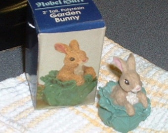 Miniature Nobel Hall Easter Bunny Rabbit in Cabbage Figurine with original box