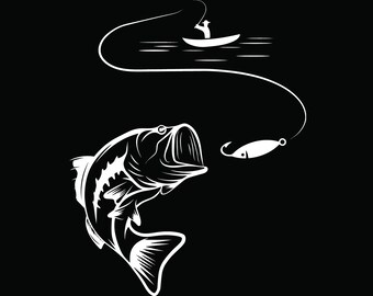 Bass Fishing #1 Logo Angling Fish Hook Fresh Water Hunting Largemouth Smallmouth Striped .SVG .EPS .PNG Clipart Vector Cricut Cut Cutting