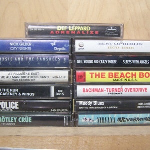 Vintage ROCK Cassette Tapes from 1960's - 1990's
