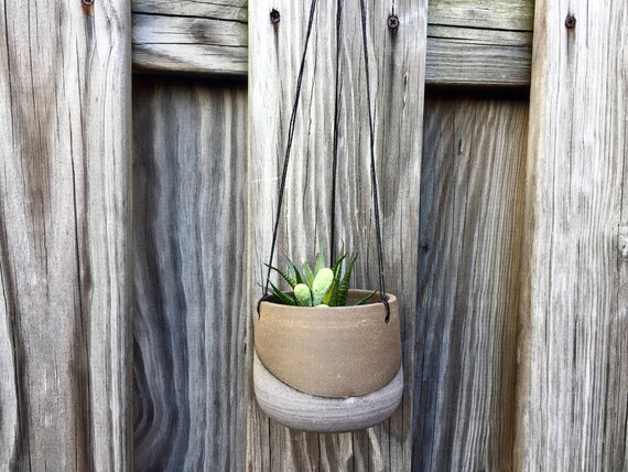 Small Ceramic hanging planter - purple gray - hanging jar -flower pot- candle holder - herb planter