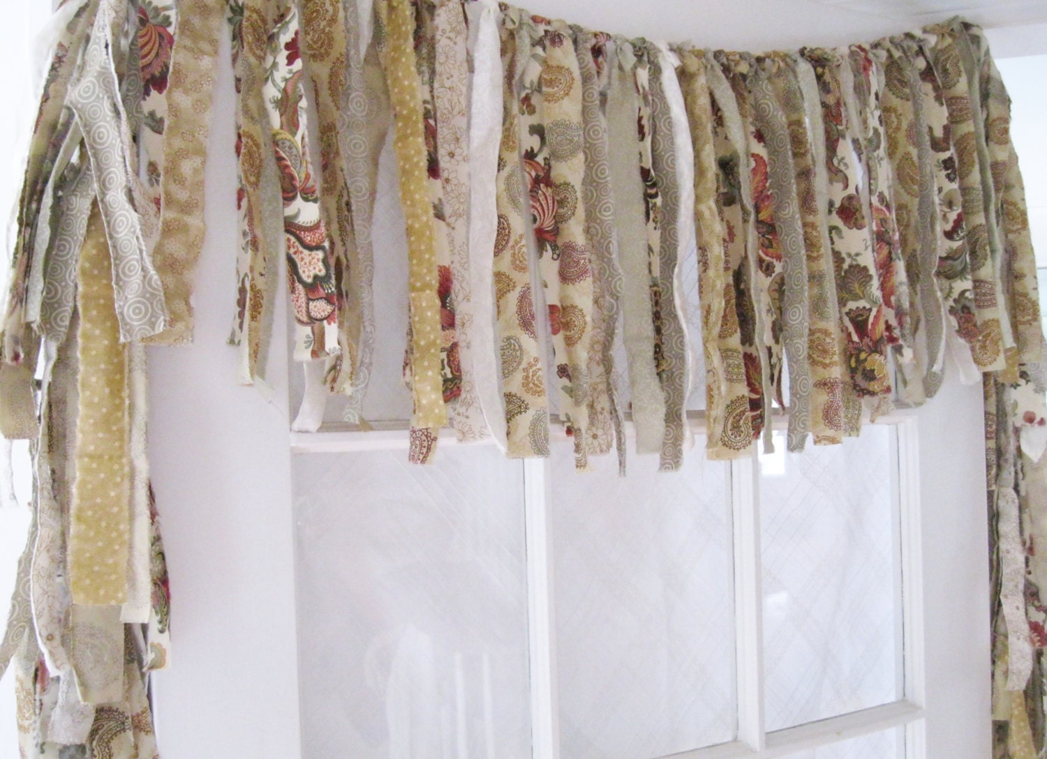 Kitchen Window Valance Rustic Shabby Chic Valance Rag