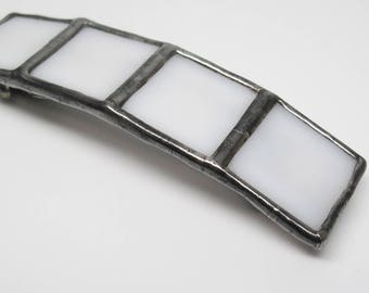 Snow Drift - Large Stained Glass French Barrette