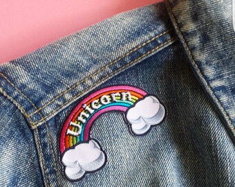 Rainbow Patch Unicorn Patch Iron on Embroidered Kawaii Patch 90s Little Pony Badge