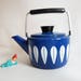 Vintage Cathrineholm blue Lotus Enamel Kettle Coffee -Teapot 60s. Modern kitchen decor.