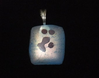 Light Blue & Purple Fused Glass Pendant