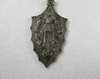 1930s Vintage Sodalis Mariae Virgin Mary Sacred Heart Jesus Large Medal,Our Lady of Grace Art Deco Medal,Sacred Heart of Jesus Antique Medal