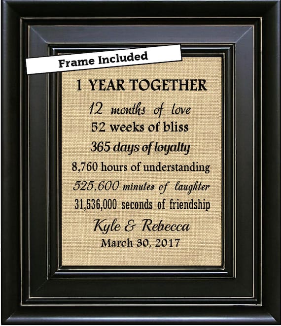 FRAMED 1 Year Together 1st Anniversary Gift 1 year Anniversary