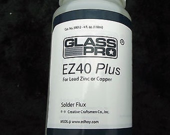 EZ40 PLUS Safer Solder Flux 4 oz Stained Glass Supplies Liquid Zinc Lead Copper