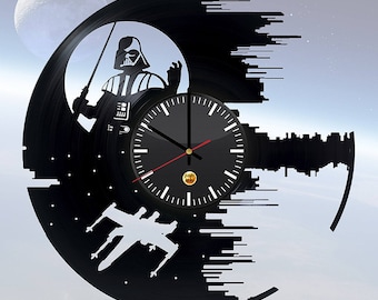 Darth Vader Death Star Vinyl Record Wall Clock