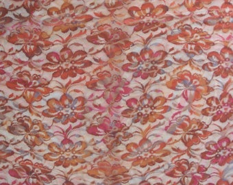 Pink Lace Floral Space Dyed Netting 1970s Vintage