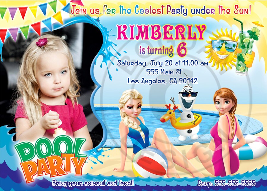 Frozen Pool Party invitation Frozen Summer invitation Frozen