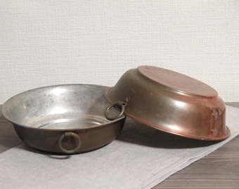 Set of 2 Vintage Metal Copper Hanging Bowls, Chunky Bowls @110