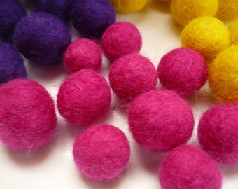 set of 10 pink felted wool beads
