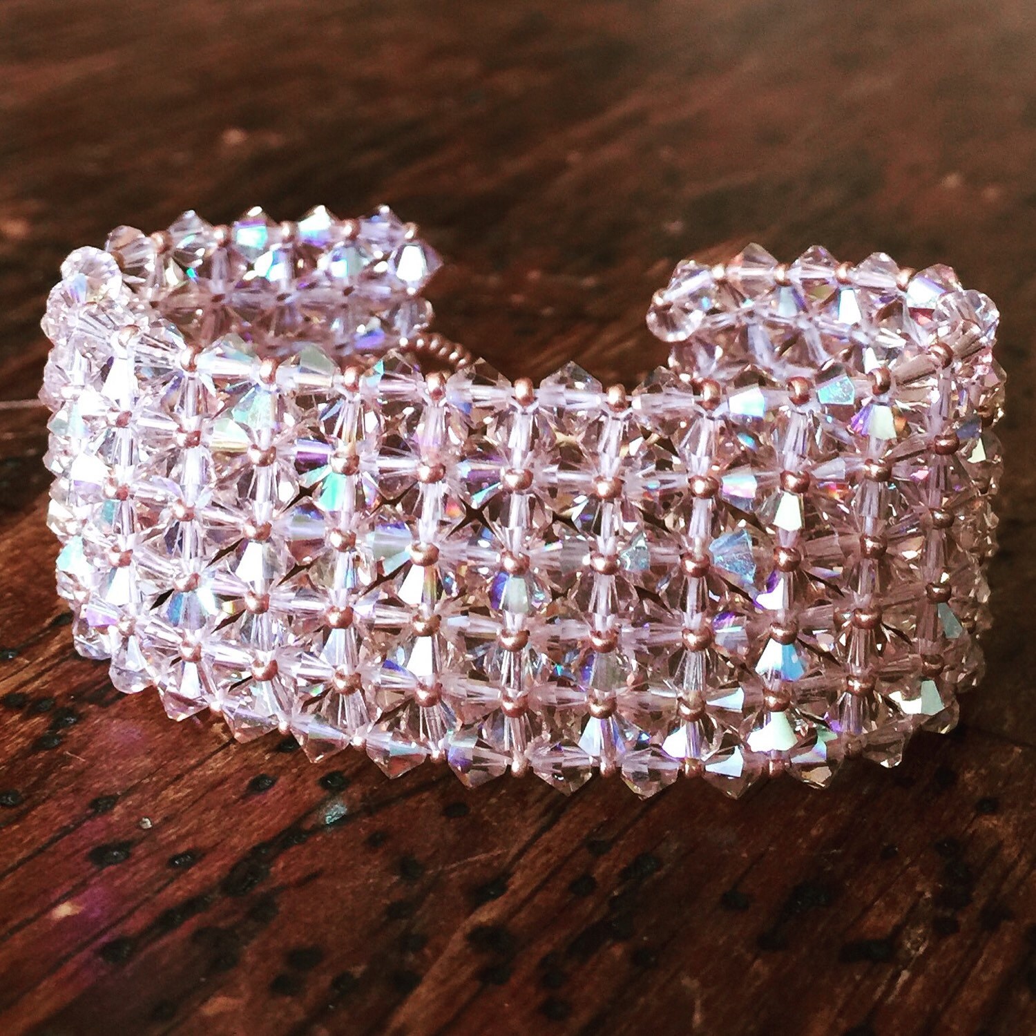 Swarovski crystal beaded cuff bracelet crystal cuff beaded