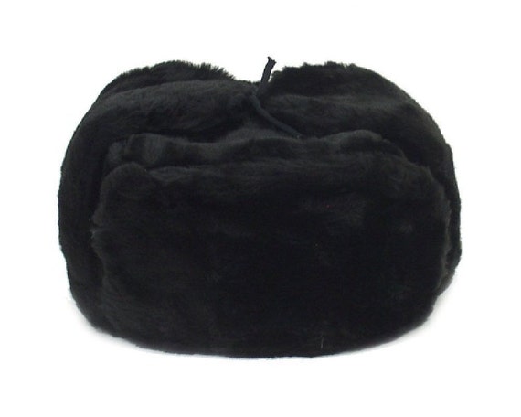 Authentic Russian Ushanka Black Military Hat