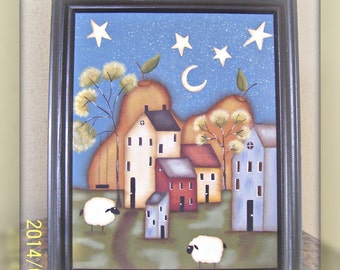 Primitive~HP~Saltbox House Framed Canvas~Home Decor~Picture