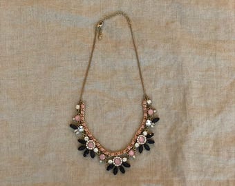 Blue and Pink Statement Bib Necklace