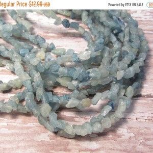 SALE Hammered Aquamarine Nugget Gemstone Beads Small 5mm 6mm , Raw Rough Aquamarine Beads