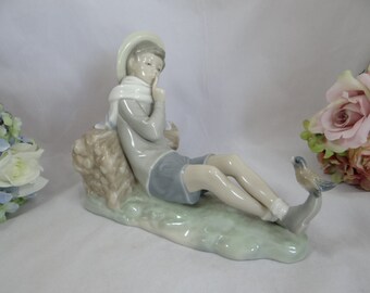 Vintage 1970s Lladro Figurine "Shepherd with Bird" 4730 - retired