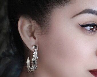 Elvira's Bat Hoop Earrings E103