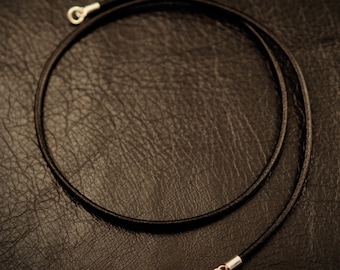 Black Italian leather necklace with 925 sterling silver findings