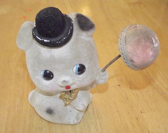 Vintage 1960s Flocked Piggy Bank