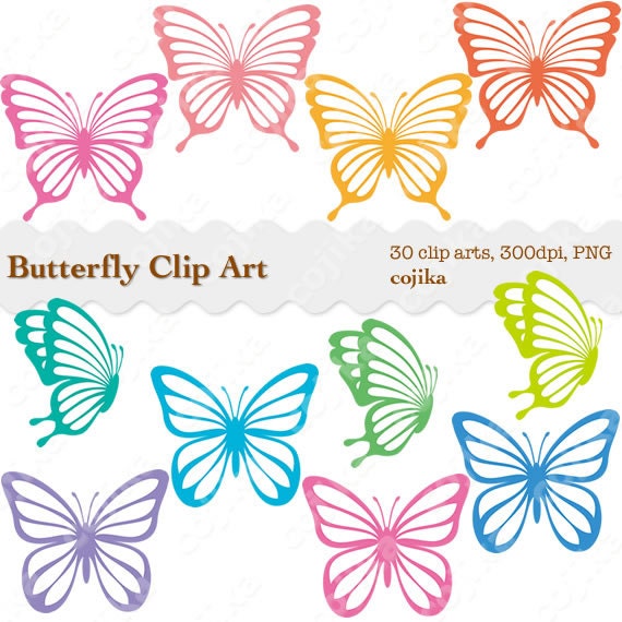 Butterfly Clip Art Rainbow Butterflies Cliparts 30 pieces