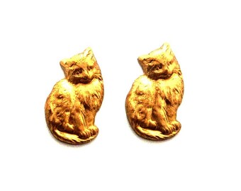lot 2 vintage 22mm gold cat print