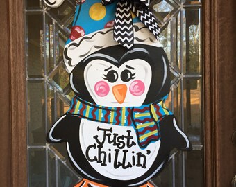 winter penguin door hanger