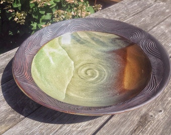 Large Rustic Pottery Bowl, Serving Bowl, Centerpiece Pottery Bowl