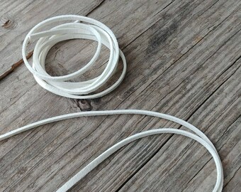 White SUEDE Cord (3mm) for Jewelry Crafting 36" L