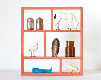 Small Display Shelf - Square in Salmon - Small Shadow Box