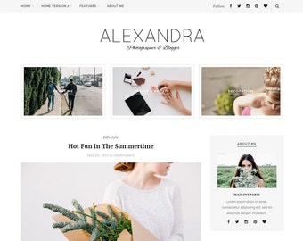 Alexandra Wordpress theme - Feminine wordpress theme - Responsive WordPress Theme - Blog template - Fashion template - Wordpress blog theme