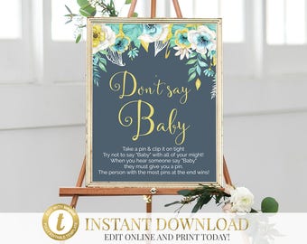 Don't Say Baby Baby Shower Game, Don't Say Baby Game, Clothes Pin Game, Don't Say Baby Sign, Baby Shower, Diaper Pin Game, INSTANT DOWNLOAD