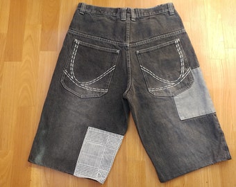 KARL KANI shorts, vintage baggy Kani jeans denim shorts 90s hip-hop clothing, 1990s hip hop OG old school streetwear, gangsta rap, size W 32