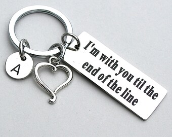 Captain America Inspired , Stainless Steel " I'm With You Til The End Of The Line ", Personalize Initial, Swirl Heart , Partners Always