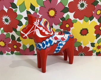 Vintage Dala Horse Red Nils Olsson Swedish Hand Painted