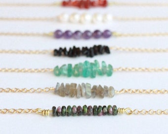 The Every Day Necklace with semiprecious gemstones or pearls