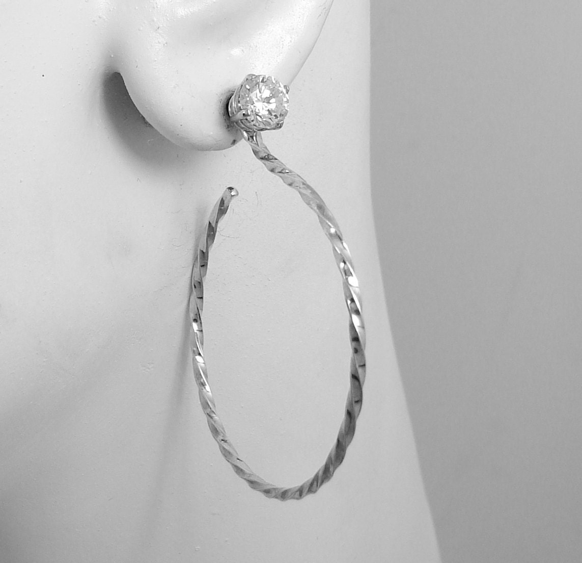 EARRING JACKETS Sterling Silver Hoop Dangle Stud Jackets