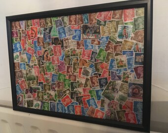 Framed Abstract Postage Stamp Art