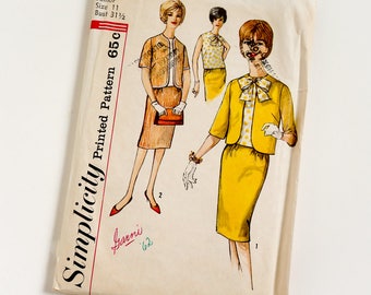 Vintage 1960s Womens Junior Size 11 Skirt Suit and Blouse Simplicity Sewing Pattern 4299 Complete / bust 31.5 waist 24.5