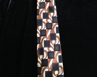 Vintage 70s Emilio Pucci Tie--Psychedelic--Brown--Black