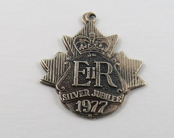 E R Silver Jubilee Sterling Silver Charm or Pendant.