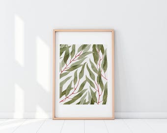 Watercolor Eucalyptus Leaves | Watercolor Print | Watercolor Botanicals Print | Watercolor Foliage | Hanging | Home Decor | Wall Art