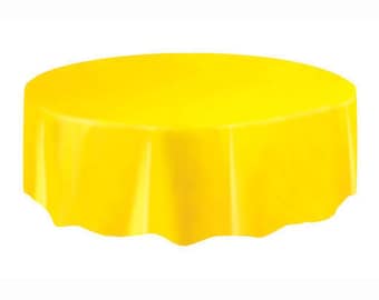 Sunflower Yellow Round Plastic Table Cover