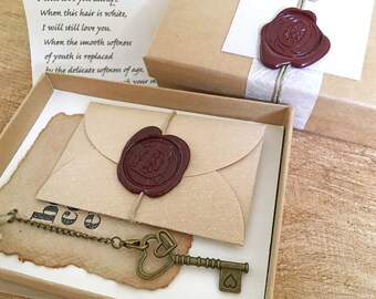 Long distance boyfriend gift, Personalized Message in a box, Military Love, Miss you gift, Thinking of you, Key to your heart Custom letter