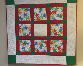 Star Baby Quilt, Wall Hanging, Play Mat