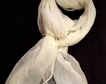 Light and Soft White Chiffon Scarf