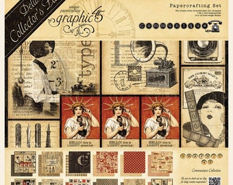Graphic 45, Communique, Deluxe Collector's Edition, Scrapbook Paper, Communication, Vintage
