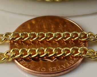 NEWnew 10 ft Gold Plated SOLDERED FACET sturdy Chunky Curb Chain - 2.7mm width Solder link - with Free Matching Jumpring (10 pcs)